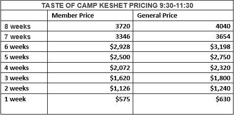 taste of camp pricing