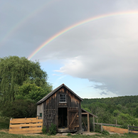 Cabin Under Rainbow