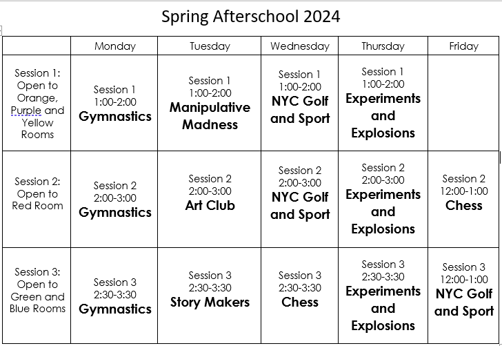 Spring Afterschool 2024